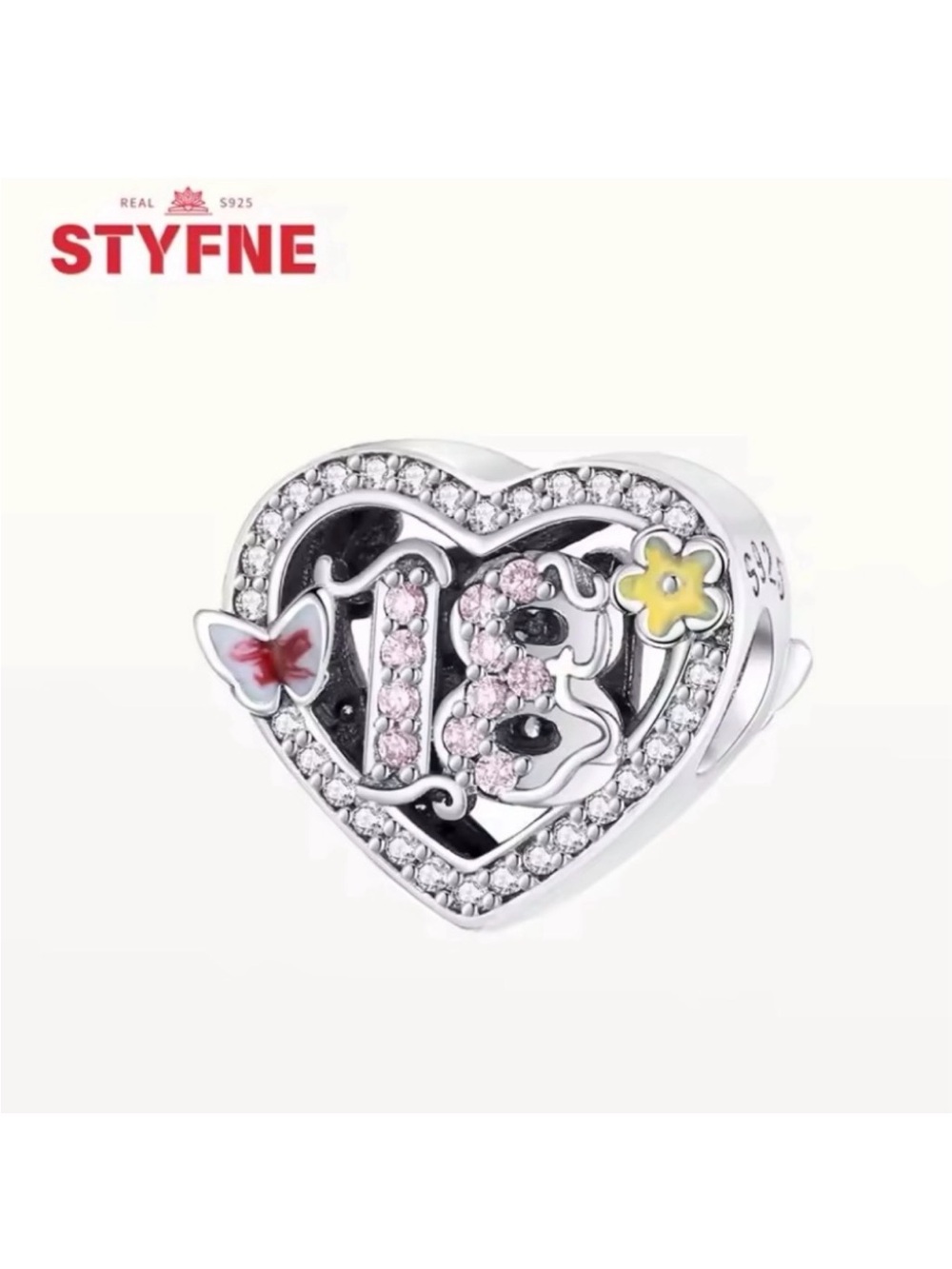 Sterling Silver 925 Charm with Number “18”